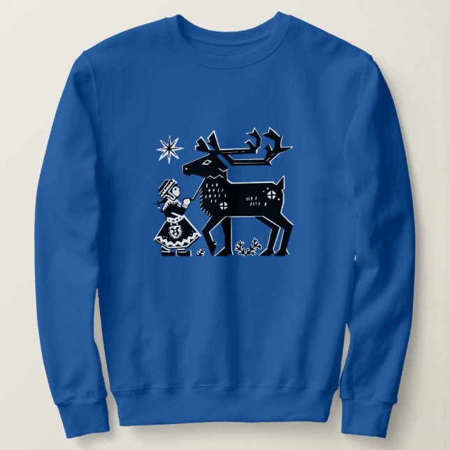 Lapland Girl Holds Rentier Sweatshirt (Design vorne)