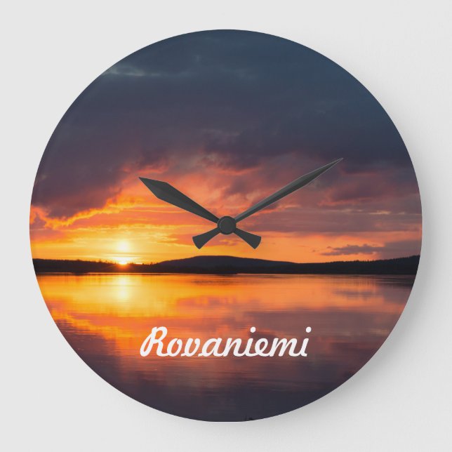 Lapland Sunset Große Wanduhr (Vorderseite)