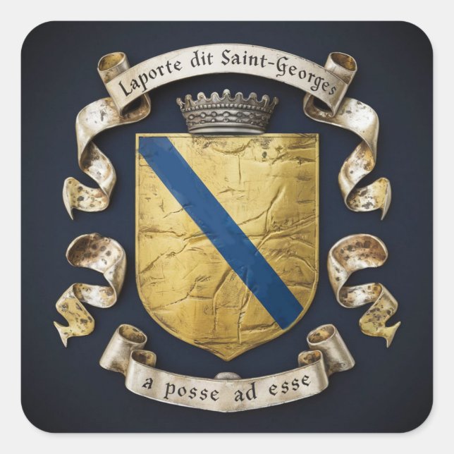 Laporte dit Saint Georges Wappen 5 Quadratischer Aufkleber (Vorderseite)