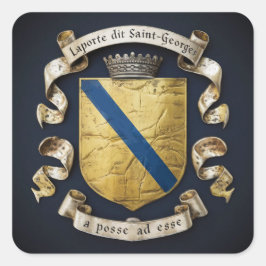 Laporte dit Saint Georges Wappen 5 Quadratischer Aufkleber