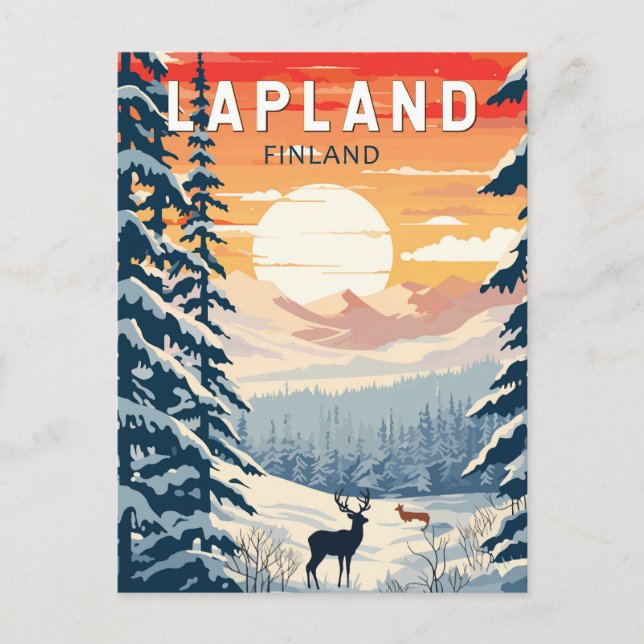 Lappland Finnland - Kunst Vintag Postkarte (Vorderseite)