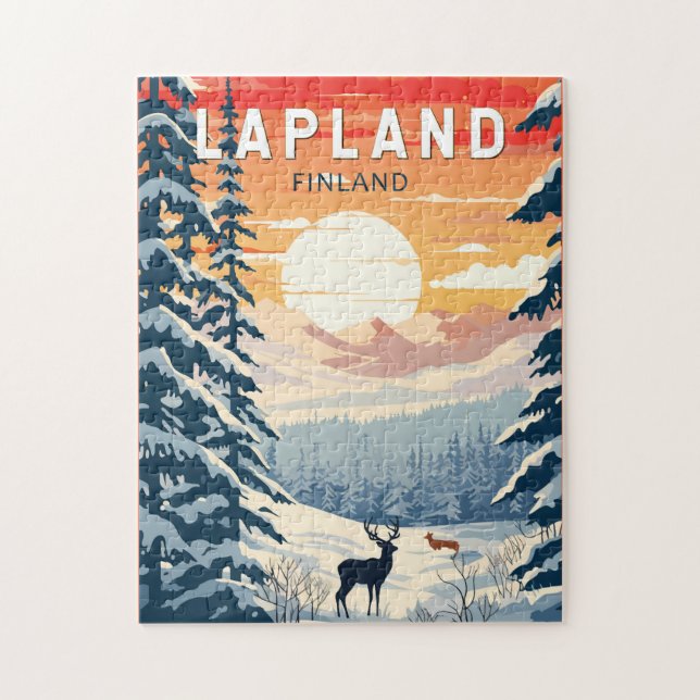 Lappland Finnland - Kunst Vintag Puzzle (Vertikal)