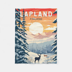 Lappland Finnland Reise Kunst Vintage Fleecedecke