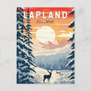 Lappland Finnland Reise Kunst Vintage Postkarte