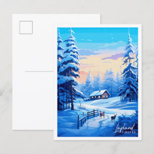 Lappland Finnland Vintage-Reiseillustration Postkarte