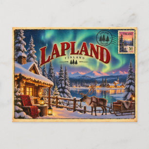 Lappland-Reise-Kunst im Vintage-Stil Postkarte