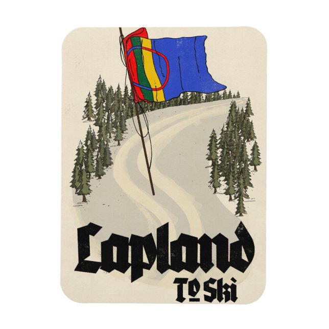 Lappland zum Skifahren Magnet (Vertikal)