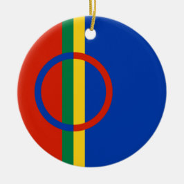 Lapplandflagge (Weihnachten) (Sami) (Laplander) Keramik Ornament