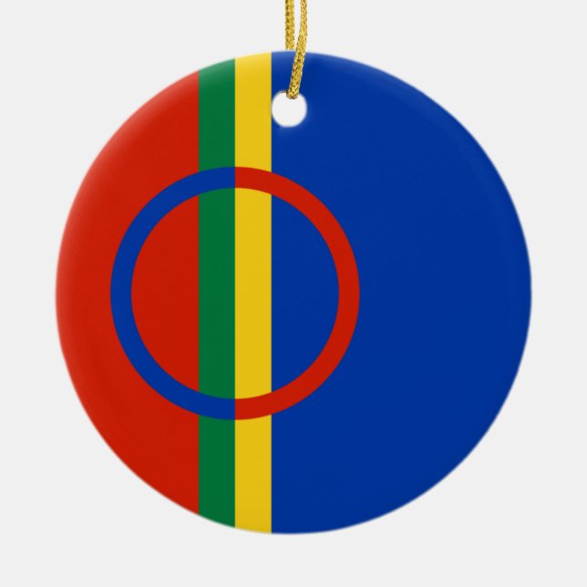 Lapplandflagge (Weihnachten) (Sami) (Laplander) Keramik Ornament (Vorne)