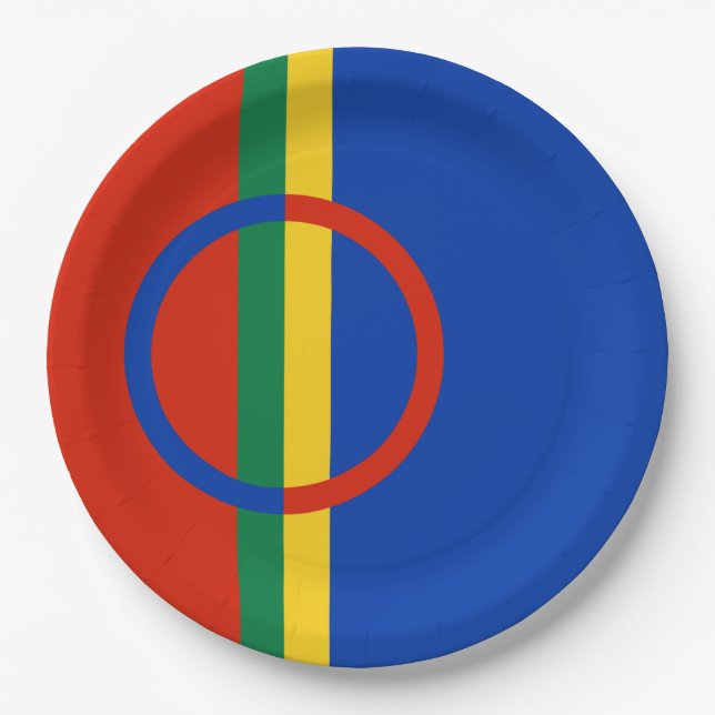 Lapplandflagge (Weihnachten) (Sami) (Laplander) Pappteller (Vorderseite)