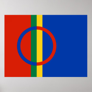Lapplandflagge (Weihnachten) (Sami) (Laplander) Poster
