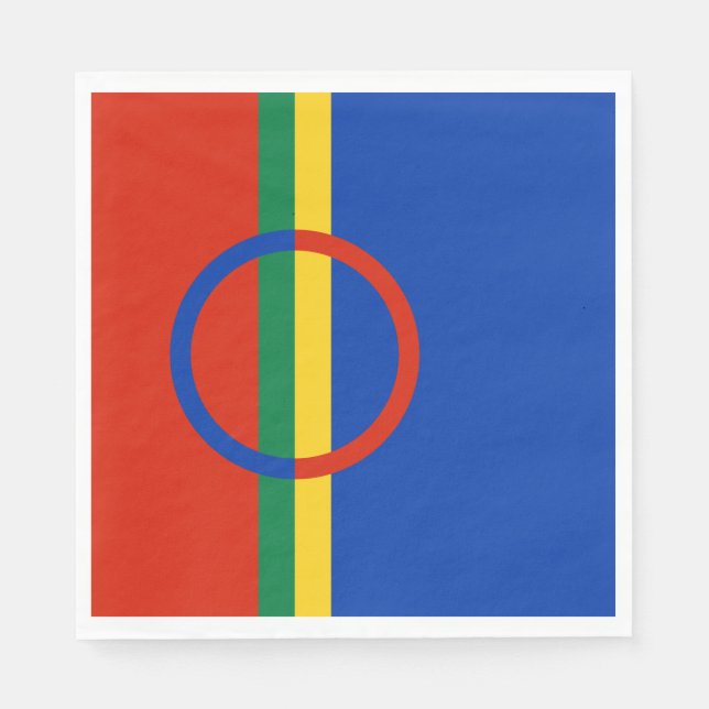 Lapplandflagge (Weihnachten) (Sami) (Laplander) Serviette (Vorderseite)