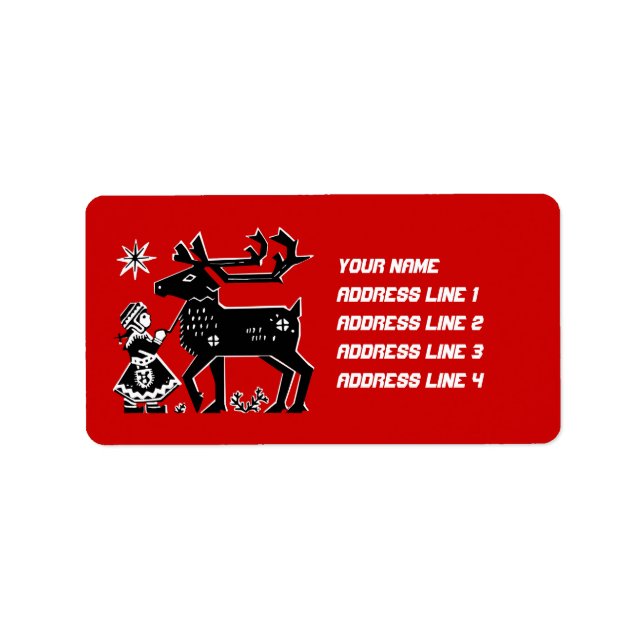 Lapplandmädchen in Kostümreinigung zu Weihnachten Adressaufkleber (Vorne)