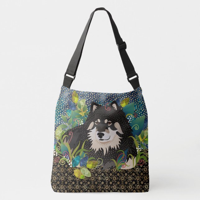 LAPPY BLISS Finnisch Lapphund Tasche/Kreuzkörperbe Tragetaschen Mit Langen Trägern (Vorderseite)