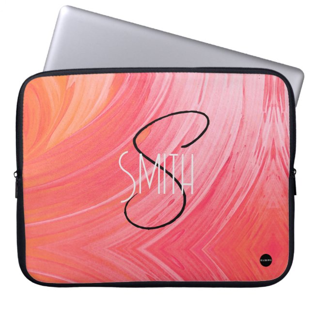 Laptop-Abdeckung Melon Pink Swirl HAMbyWG Laptopschutzhülle (Vorderseite)