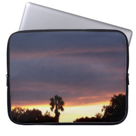 Laptop-Ärmel mit blauem Sonnenuntergang und Palme Laptopschutzhülle