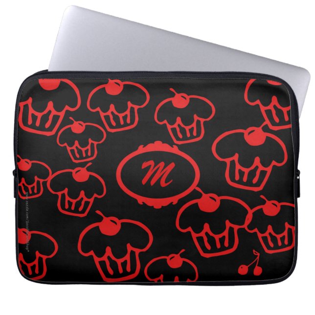 Laptop-Computer Hülsen-kleine Kuchen mit Monogramm Laptopschutzhülle (Vorderseite)