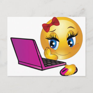 Laptop Emoji Girl Postkarte