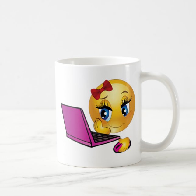 Laptop Emoji Girl Tasse (Rechts)