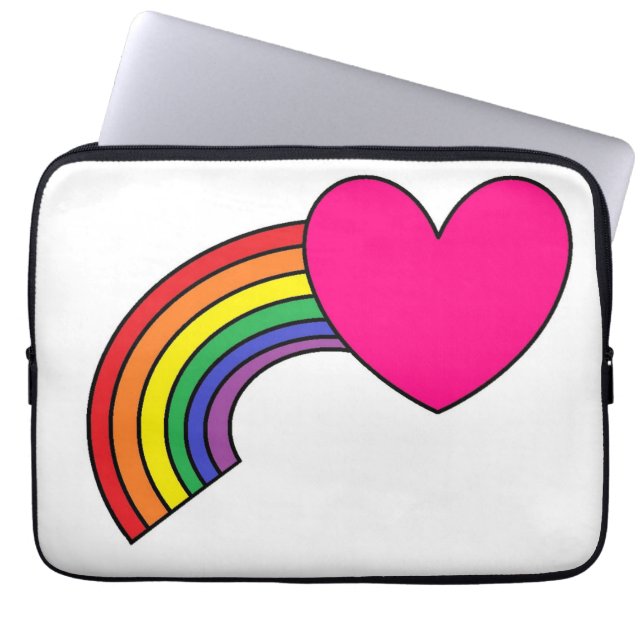 Laptop-Gehäuse mit rosa Herz und Regenbogen Laptopschutzhülle (Vorderseite)