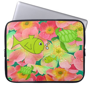Laptop-Hülle Floraler Fisch Schildkröte Laptopschutzhülle