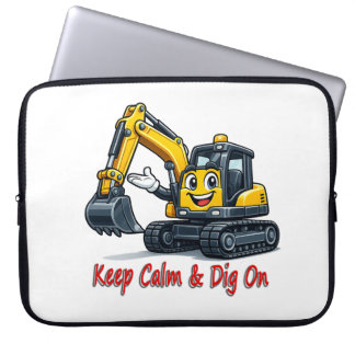 Laptop-Hülle mit Bagger-Motiv: Keep Calm Dig On Laptopschutzhülle