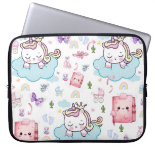 Laptop-Hülle Pink, Blau Einhorn Regenbogen Katze Laptopschutzhülle