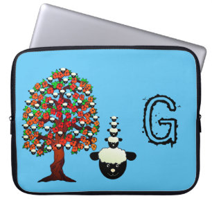Laptop-Hülle Schaf Baum Blau Laptopschutzhülle