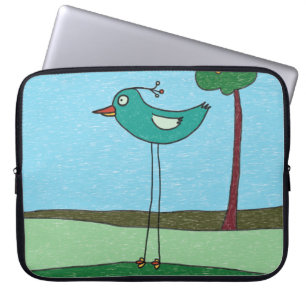Laptop-Hülle, Süßer Vogel und Baum Laptopschutzhülle