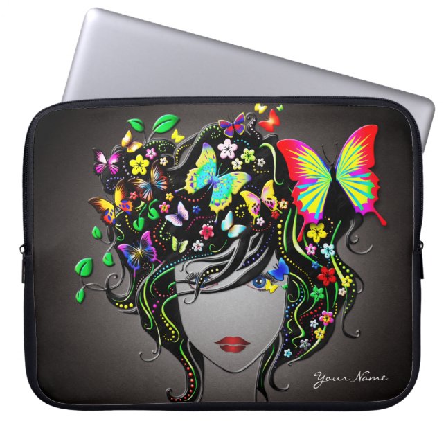 Laptop-Hülse des Schmetterlings-Mädchen-1 Laptopschutzhülle (Vorderseite)