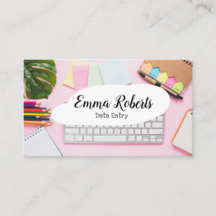 Laptop Rosa Frau Arbeit Dateneingabe Visitenkarte