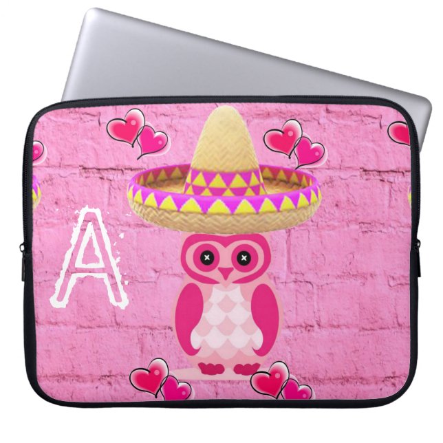 Laptop Schlauch Rosa Owl Laptopschutzhülle (Vorderseite)