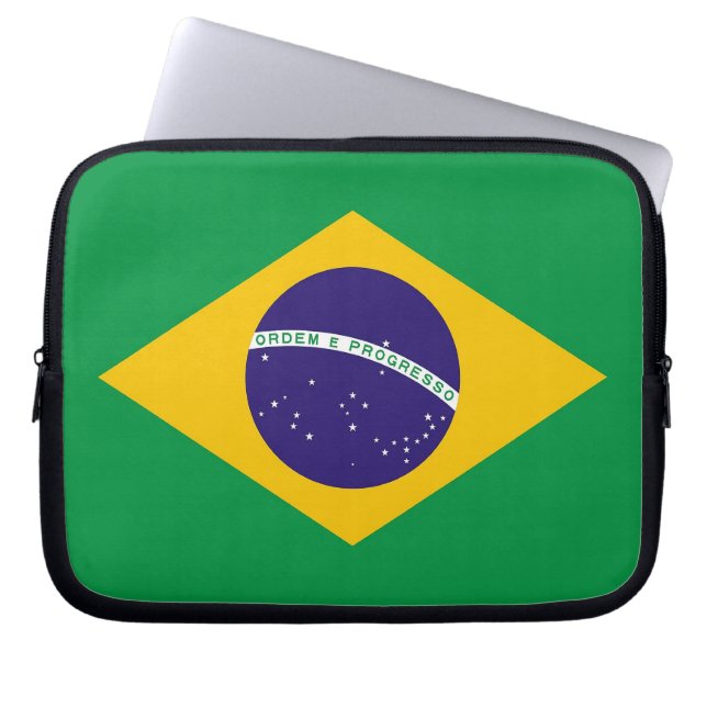 Laptop-Sieb mit brasilianischer Flagge Laptopschutzhülle (Vorderseite)