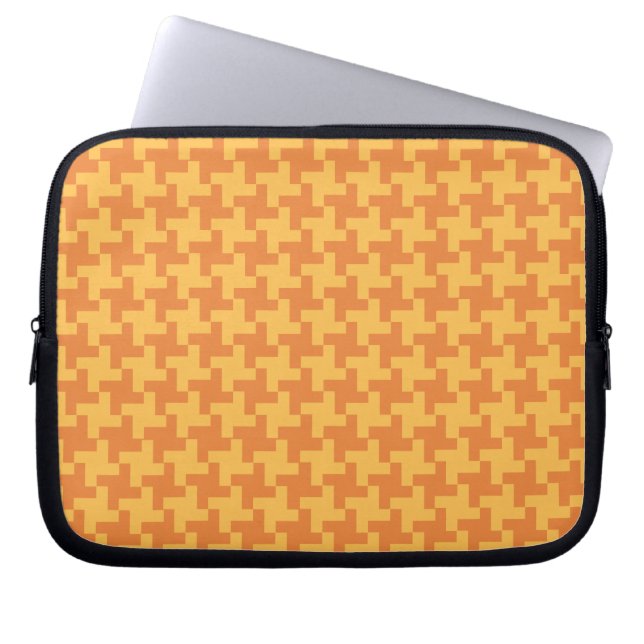 Laptop-Sieb, Orange-Dogstooth-Karo Laptopschutzhülle (Vorderseite)