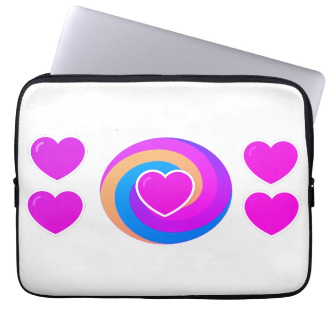 Laptop Sleeve 15.5 and 13 inch Hearts and Rainbow (Vorderseite)