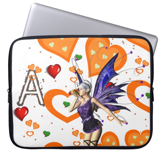 Laptop Sleeve Fairy Orange Hearts (Vorderseite)