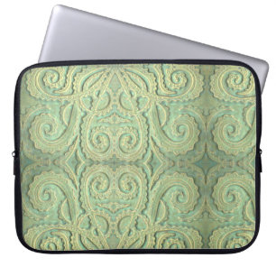 Laptop Sleeve Fiddlehead Fern Fliesen grün
