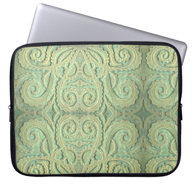 Laptop Sleeve Fiddlehead Fern Fliesen grün (Vorderseite)