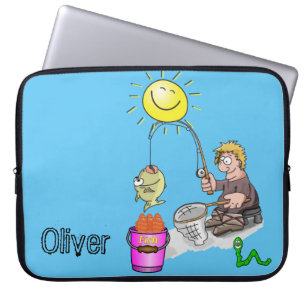 Laptop Sleeve Fisherman, Fischen, Sun Blue