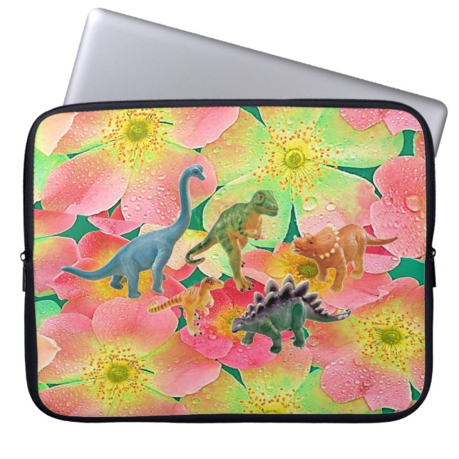 Laptop Sleeve Floral Dinosaurier (Vorderseite)