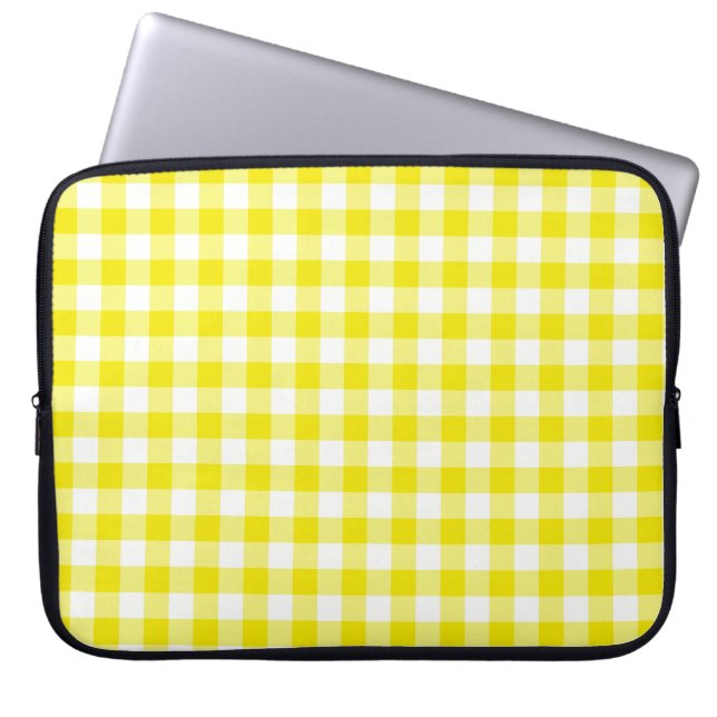 Laptop Sleeve Lemon Yellow Karo Gingham (Vorderseite)