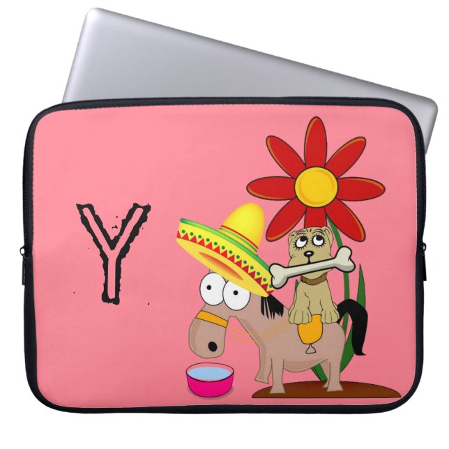 Laptop Sleeve Mexikanischer Hund Donkey Floral Som (Vorderseite)