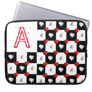 Laptop Sleeve Red Hearts White Teddy Bär