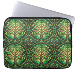 Laptop sleeve with vibrant tree of life pattern