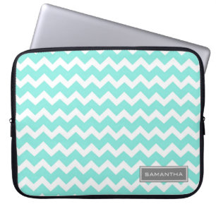 Laptop Teal Chevron Benutzerdefinierter Name Laptopschutzhülle