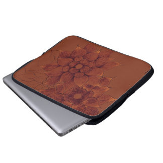 Laptoptasche - Bronze-Blumen Laptopschutzhülle