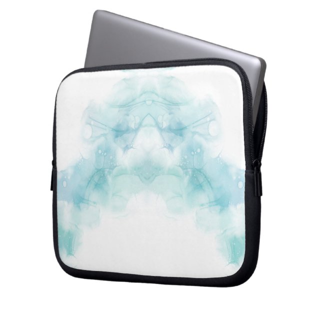 Laptoptasche mit abstraktem Türkis und Weiß  Laptopschutzhülle (Vorderseite Links)