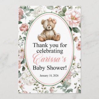 LAQUITA teddy bear Baby Shower sign for Carissa Einladung