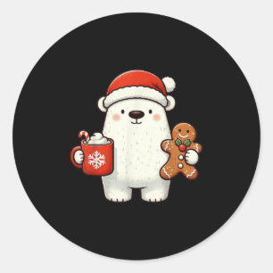 Lar Bär Santa Hut Weihnachten Feiertag Xmas Kaffee Runder Aufkleber