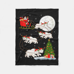 Lar Bär Weihnachtsmann Schlitten Fliegend Lustig M Fleecedecke